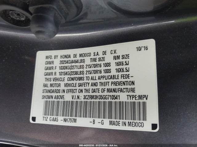 3CZRM3H35GG710541 Honda CR-V LX