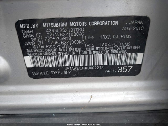 2019 MITSUBISHI OUTLANDER SPORT JA4AP3AU1KU002218 Photo 8