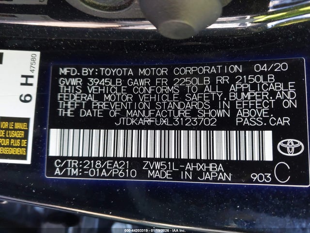 JTDKARFUXL3123702 Toyota Prius Limited