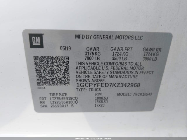 1GCPYFED7KZ342968 Chevrolet Silverado 1500 Lt Trail Boss