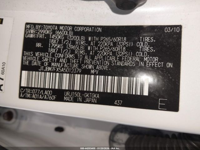 2010 LEXUS GX 460 JTJBM7FX5A5012379 Photo 8