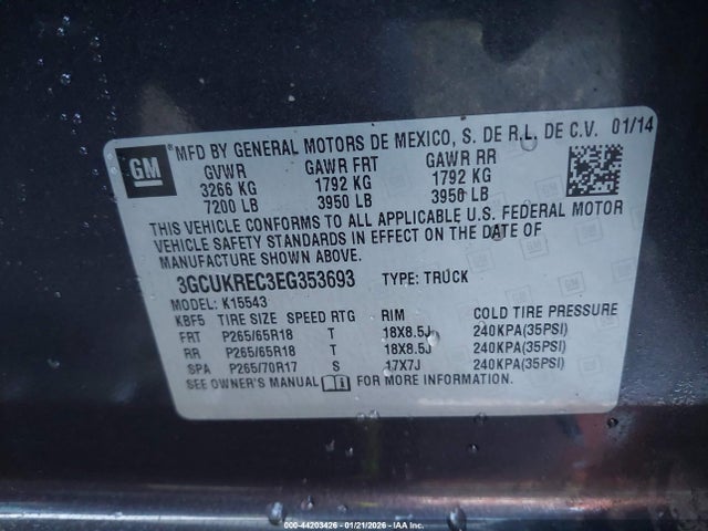 3GCUKREC3EG353693 Chevrolet Silverado 1500 1lt