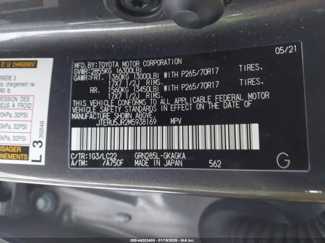 2021 TOYOTA 4RUNNER JTERU5JR2M5938169 Photo 8