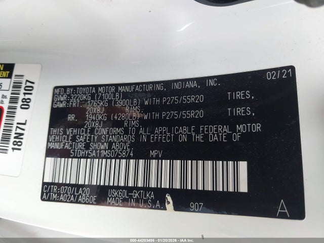 2021 TOYOTA SEQUOIA 5TDHY5A11MS075874 Photo 8