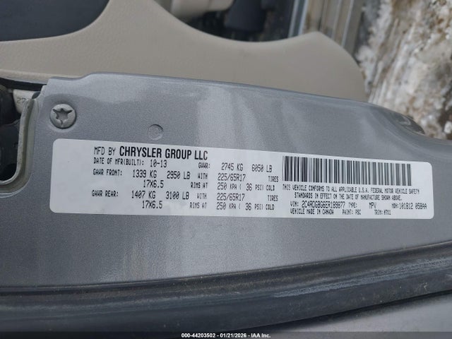 44203502 :رقم المزاد ، 2C4RDGBG6ER189877 vin ، 2014 Dodge Grand Caravan Se مزاد بيع