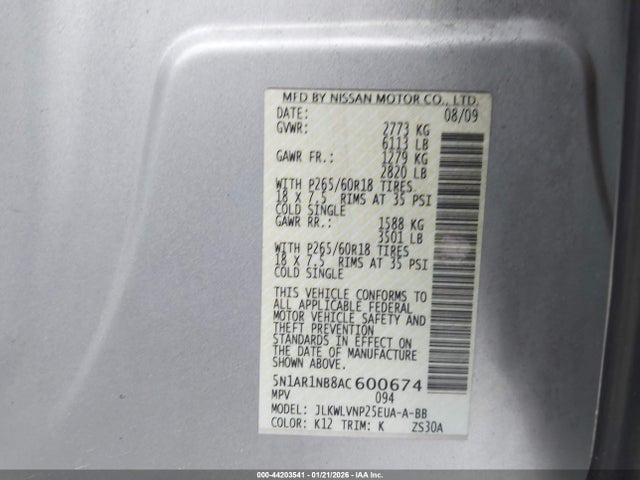 2010 NISSAN PATHFINDER 5N1AR1NB8AC600674 Photo 8