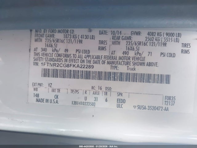 Ford Transit-250 2015 1FTNR2CG8FKA22289 Image 9