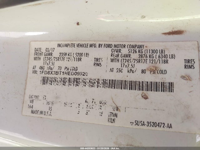 1FD8X3BT1HED09820 Ford F-350 Xl