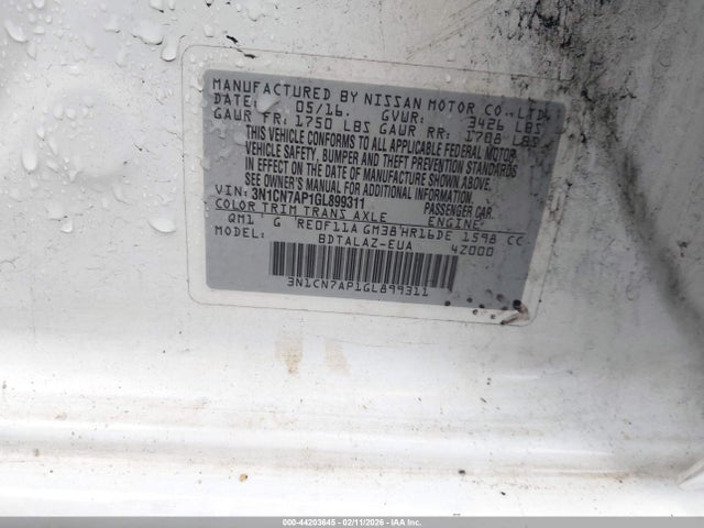 Nissan Versa 1.6 S+ 2016 3N1CN7AP1GL899311 Image 9