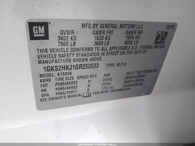 2016 GMC YUKON XL 1GKS2HKJ1GR250333 Photo 8