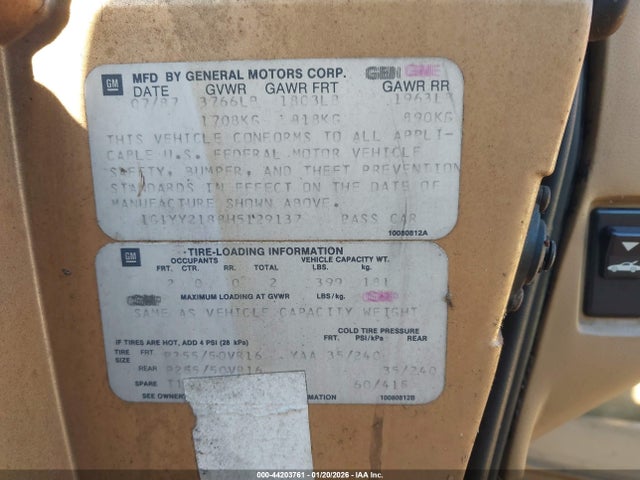 1987 CHEVROLET CORVETTE 1G1YY2188H5129137 Photo 8