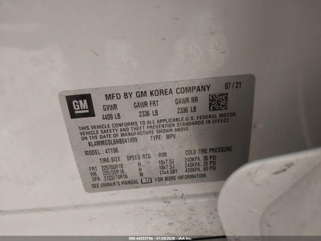 KL4MMGSL6NB041499 Buick Encore Gx Awd Essence