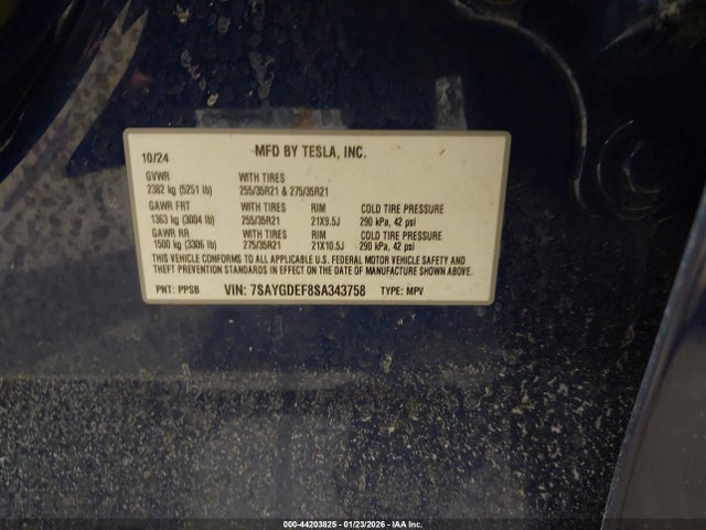 2025 TESLA MODEL Y 7SAYGDEF8SA343758 Photo 8