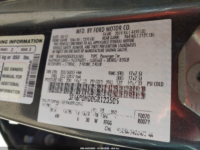 3FA6P0HD0GR123505 Ford FUSION SE