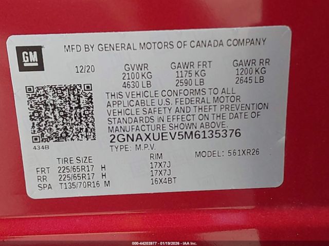 2021 CHEVROLET EQUINOX 2GNAXUEV5M6135376 Photo 8