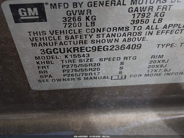 3GCUKREC9EG236409 Chevrolet Silverado 1500 1lt