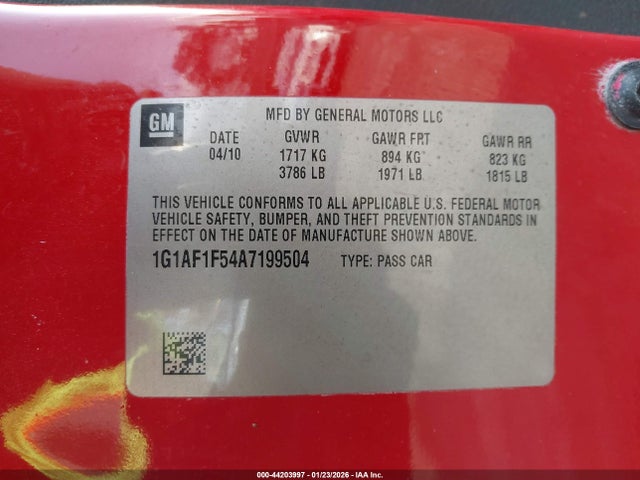 2010 CHEVROLET COBALT 1G1AF1F54A7199504 Photo 8