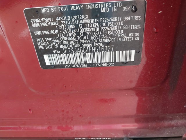 JF2SJABC4FH516327 Subaru Forester 2.5i