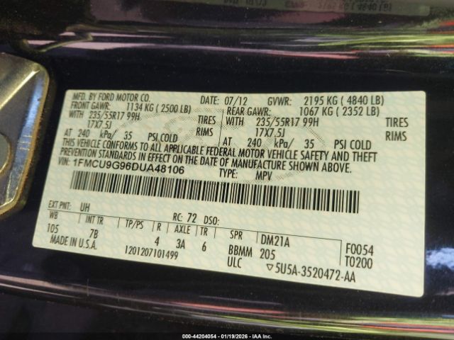 2013 FORD ESCAPE 1FMCU9G96DUA48106 Photo 8