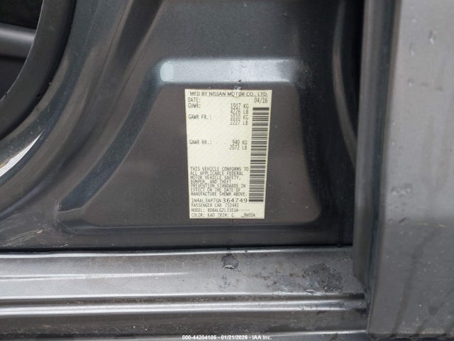 1N4AL3AP7GN364749 Nissan Altima 2.5/2.5 S/2.5 Sl/2.5 Sr/2.5 Sv