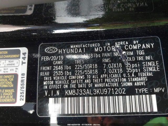 KM8J33AL3KU971202 Hyundai TUCSON SEL