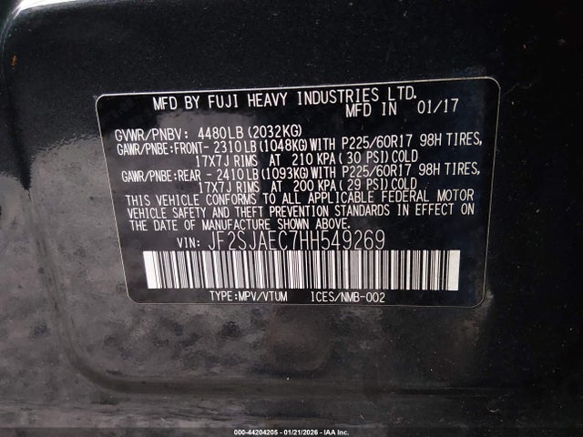 Subaru Forester 2.5i Premium 2017 JF2SJAEC7HH549269 Image 9