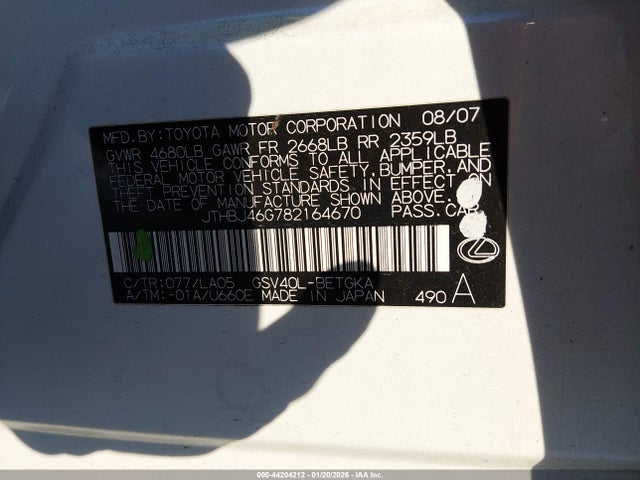 2008 LEXUS ES 350 JTHBJ46G782164670 Photo 8