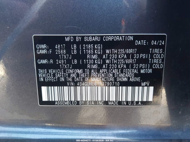 4S4GUHU61R3790710 Subaru Crosstrek Wilderness
