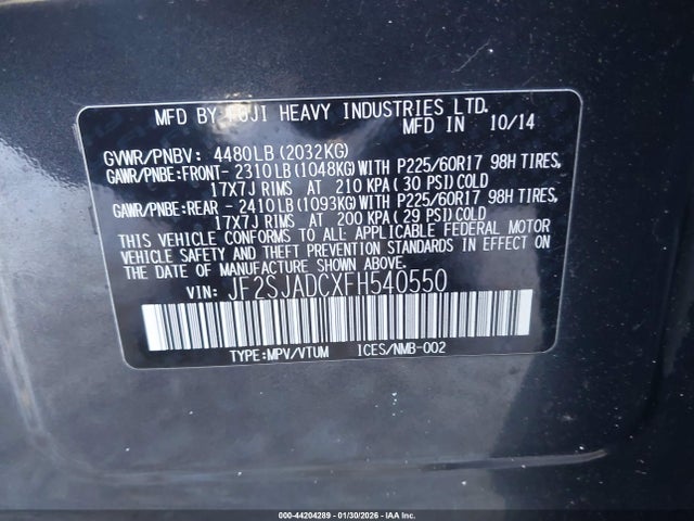 JF2SJADCXFH540550 Subaru Forester 2.5i Premium