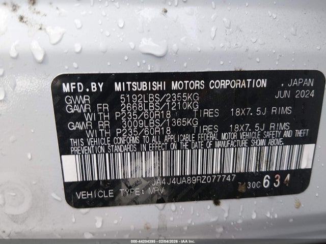 2024 MITSUBISHI OUTLANDER JA4J4UA89RZ077747 Photo 8
