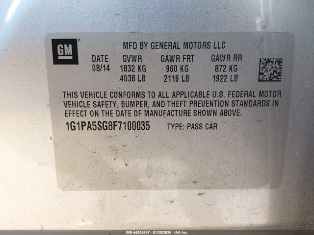 1G1PA5SG8F7100035 Chevrolet Cruze Ls Auto