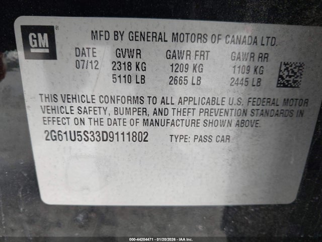 2013 CADILLAC XTS 2G61U5S33D9111802 Photo 8