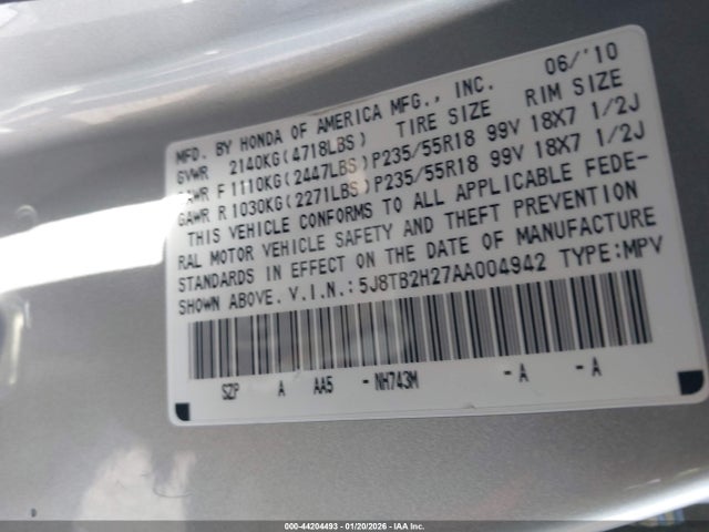 2010 ACURA RDX 5J8TB2H27AA004942 Photo 8