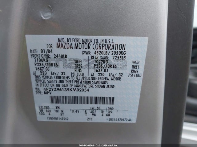 Продажа на аукционе авто 2005 Mazda Tribute S, vin: 4F2YZ96135KM02054, номер лота: 44204508