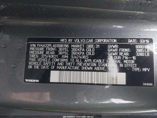 2016 VOLVO XC90 YV4A22PL4G1086196 Photo 8