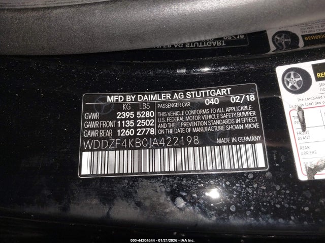 44204544 :رقم المزاد ، WDDZF4KB0JA422198 vin ، 2018 Mercedes-benz E 300 4matic مزاد بيع