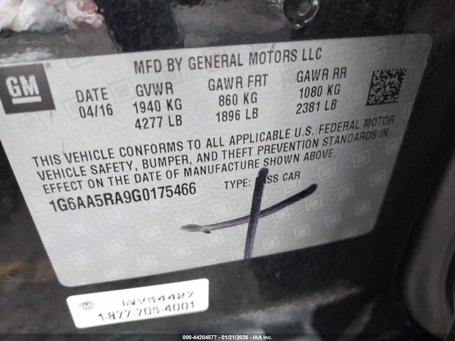 1G6AA5RA9G0175466 Cadillac Ats Standard