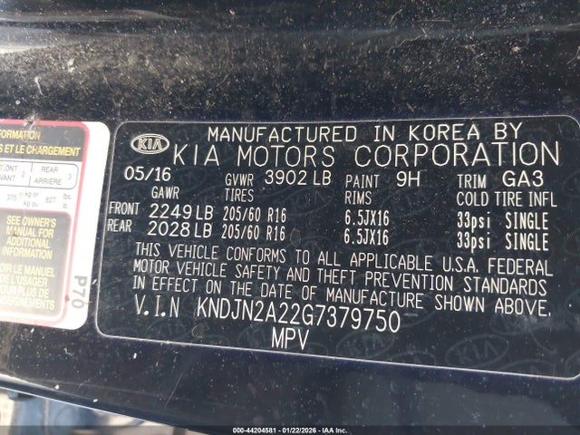 KIA Soul 2016 KNDJN2A22G7379750 Image 9