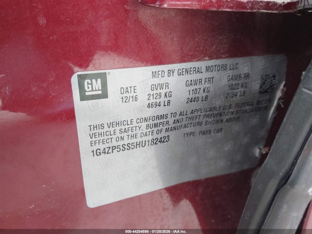 Продаж на аукціоні авто 2017 Buick Lacrosse Essence, vin: 1G4ZP5SS5HU182423, номер лоту: 44204598