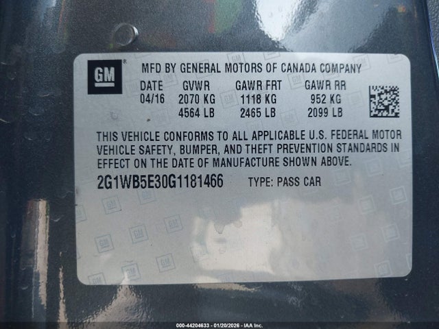 2G1WB5E30G1181466 Chevrolet Impala Limited Lt
