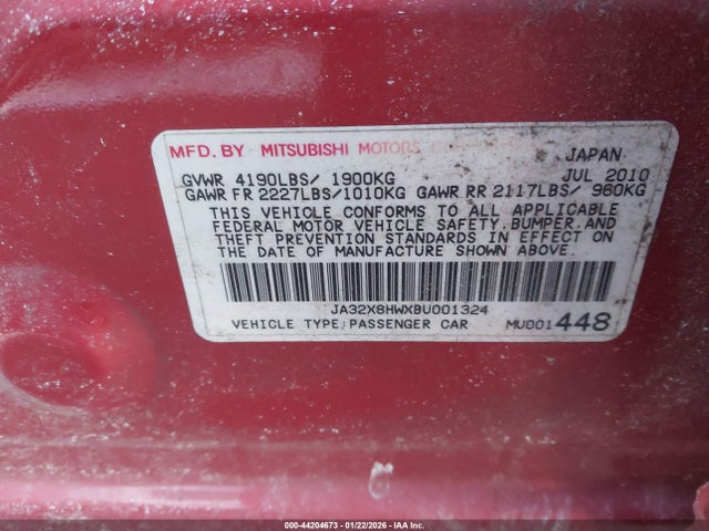 2011 MITSUBISHI LANCER SPORTBACK JA32X8HWXBU001324 Photo 8