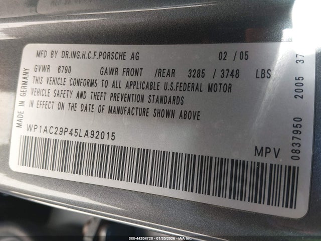 2005 PORSCHE CAYENNE WP1AC29P45LA92015 Photo 8