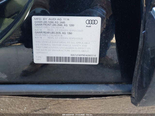 Aukcja sprzedaży 2015 Audi Q5 2.0t Premium, vin: WA1LFAFPXFA080314, numer aukcji: 44204729