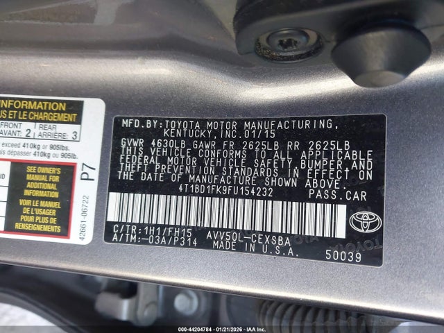 4T1BD1FK9FU154232 Toyota Camry Hybrid Se