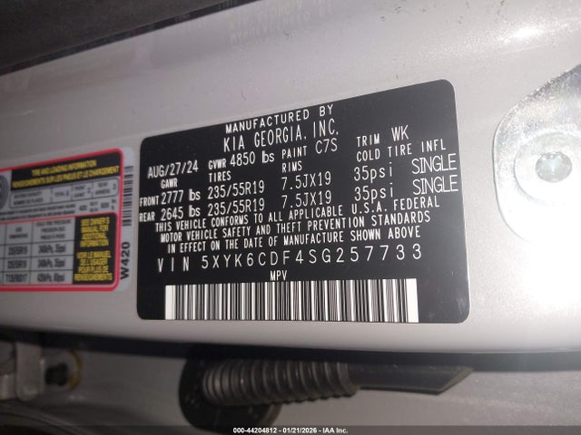 44204812 :رقم المزاد ، 5XYK6CDF4SG257733 vin ، 2025 Kia Sportage X-line مزاد بيع