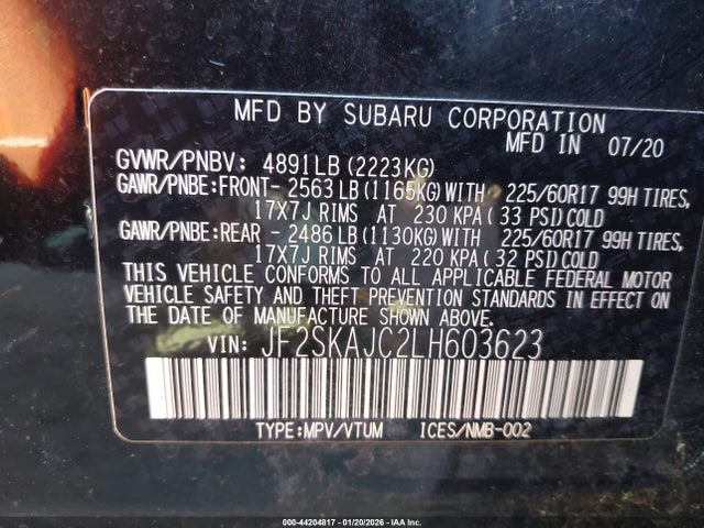 JF2SKAJC2LH603623 Subaru Forester Premium