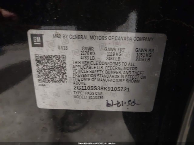 2G1105S38K9105721 Chevrolet Impala Premier