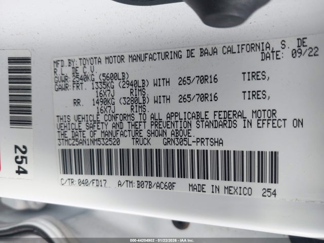 3TMCZ5AN1NM532520 Toyota Tacoma Trd Off Road