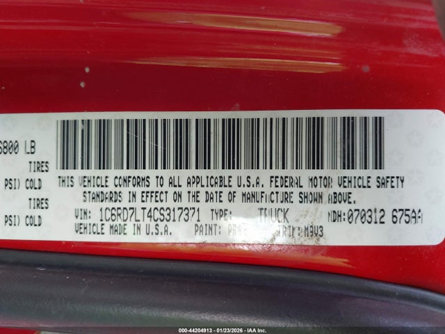 Продаж на аукціоні авто 2012 Ram 1500 Slt, vin: 1C6RD7LT4CS317371, номер лоту: 44204913