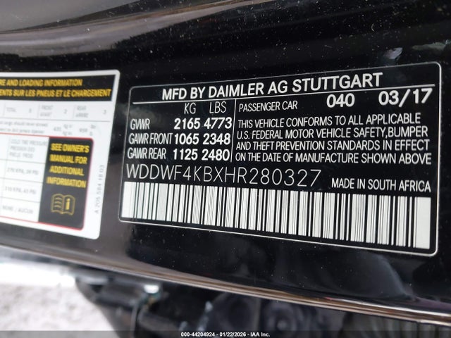 Продаж на аукціоні авто 2017 Mercedes-benz C 300 4matic, vin: WDDWF4KBXHR280327, номер лоту: 44204924